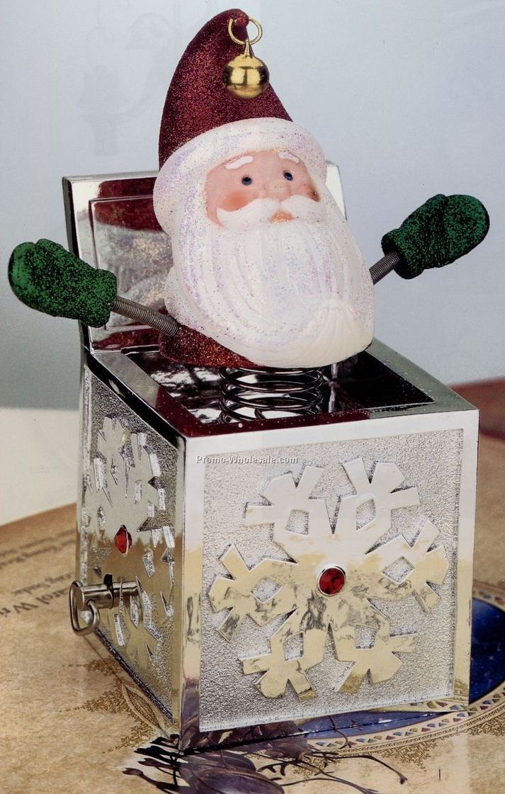 Silverplated Jolly St. Nick Musical Box