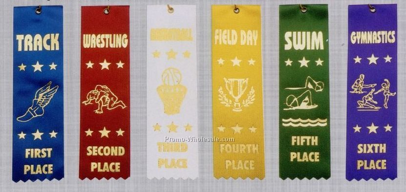 Stock Sports Ribbon (Pinked) - Gymnastics - 4th Place