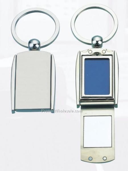 Stylish 2-tone Photo Frame Metal Keytag W/Mirror(Scrfeened)