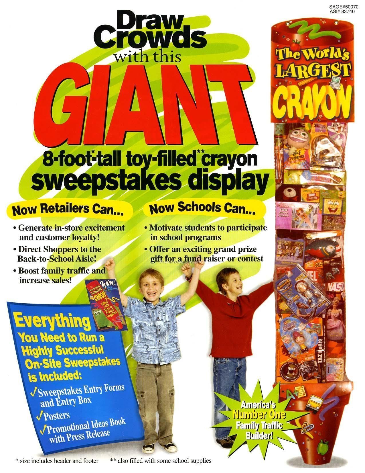 The World's Largest 8' Promotional Hanging Deluxe Crayon - Deluxe