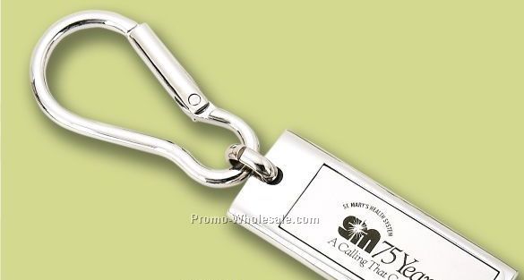 Two Tone Carabiner Style Rectangular Keychain (Dark Etched)