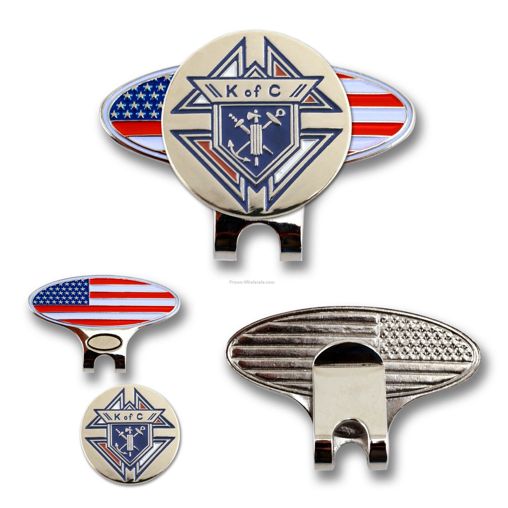 U.s. Flag Design Hat Clip With Custom Ball Marker