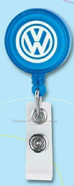 Valumark Blue Retractable Badge Holder W/ Crocodile Clip 1-1/4" Round