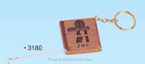 1-1/2"x1-1/2"x1/2" Walnut 3' Tape Measure Key Ring (Engraved)