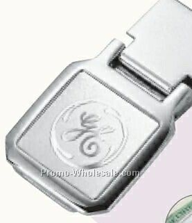 1-1/4"x2-1/4"x3/8" Square 3d Mirror Etched Chrome Money Clip