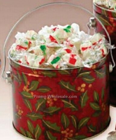 1 Gallon Designer Pail W/ Peppermint Candy Cane Taffy