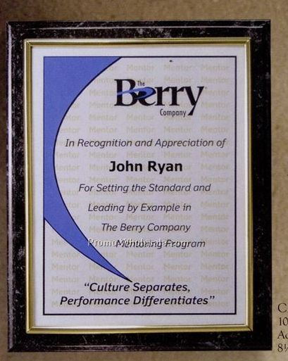 10-1/2"x13" Black Marble Finish Slide In Certificate Plaque