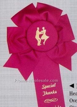 13" Custom Loop Head Rosette Ribbon With Single 2"x10" Streamer