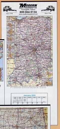 14-1/2"x38" Large Full Apron State Map Calendar (Indiana) - After 04/30/09