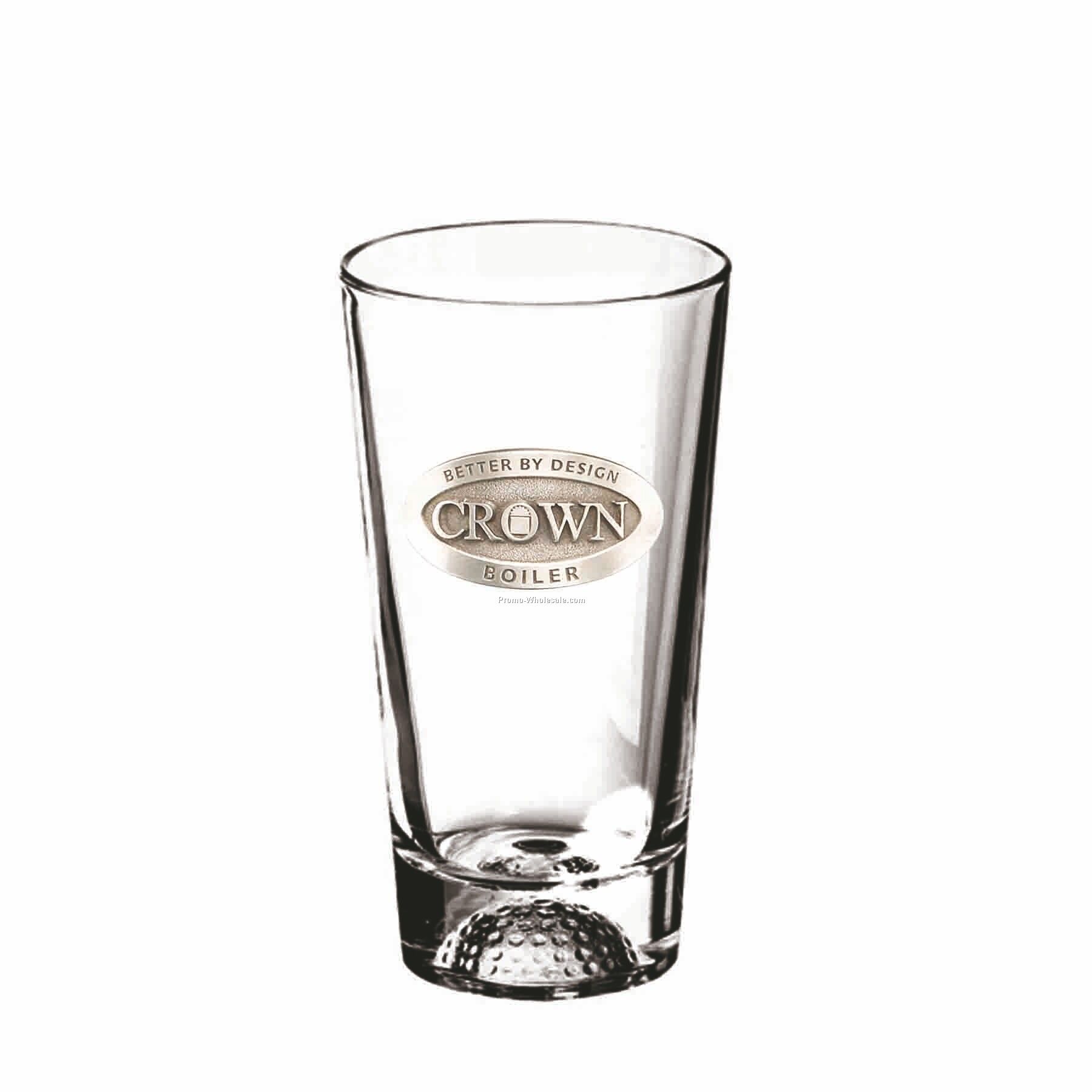 16 Oz. Crystal Pilsner Beer Glass W/ Golf Ball Bottom (Pewter Emblem)