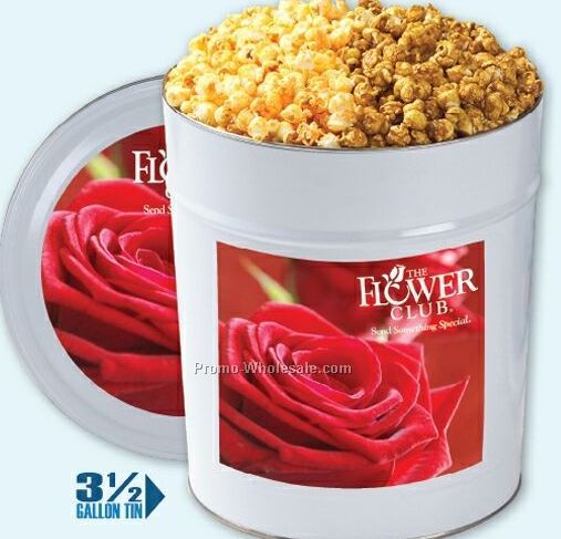 2 Gallon 3-way Caramel/ Classic Butter/ Cheddar Cheese Popcorn Tin