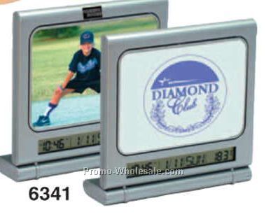 2 Sided Photo Clock & Magnetic Memo Board