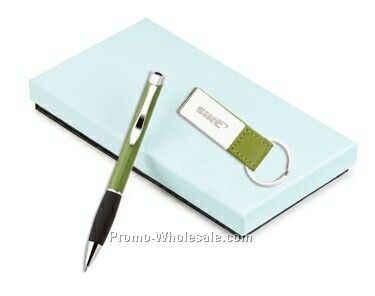 2-piece Tenor Ballpoint Pen And Leatherette Key Ring Set