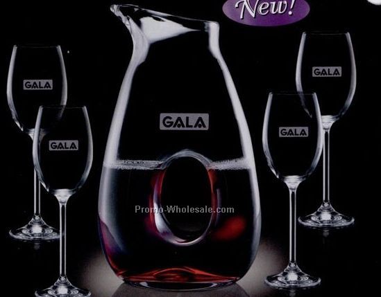 25 Oz. Crystal Gerrard Carafe And 4 Wine Glasses