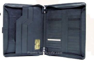 25cmx32cmx6cm Black Cowhide Writing Case W/2-section Organizer