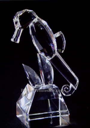 3-1/8" Optic Crystal Seahorse Figurine