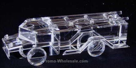 3-3/8" Optic Crystal Fire Truck Figurine