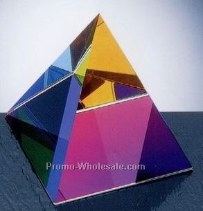 3"x3-1/8"x3" Large Optical Crystal Color Coated Pyramid