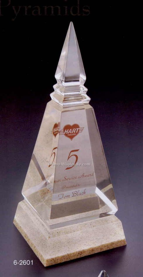 3"x7-1/2"x3" Acrylic 4-sided Pyramid W/ Colored Bottom Award