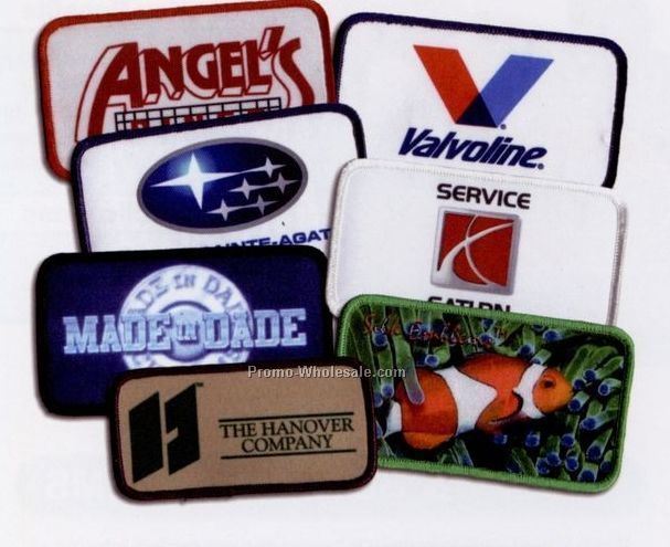 4" X 2" Custom Perfect Print Rectangle Embroidered Emblem