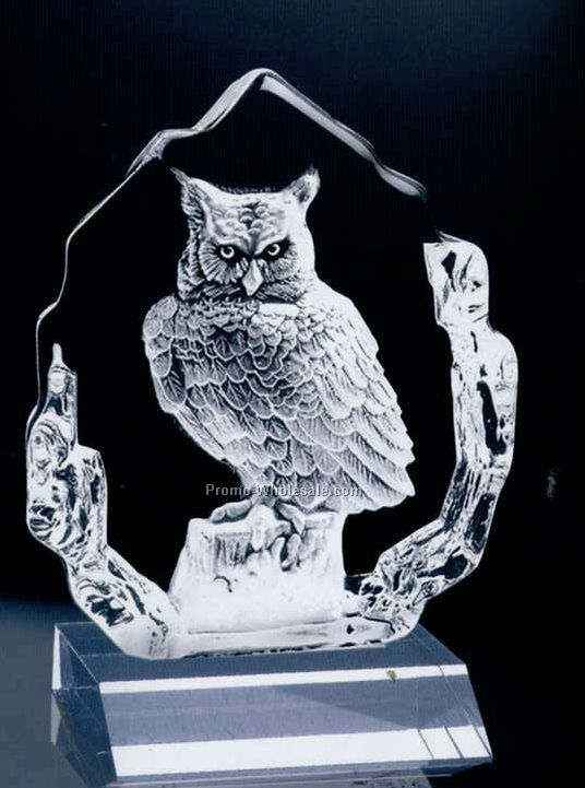 4-4/5" Animal On Base Owl Crystal Sculpture