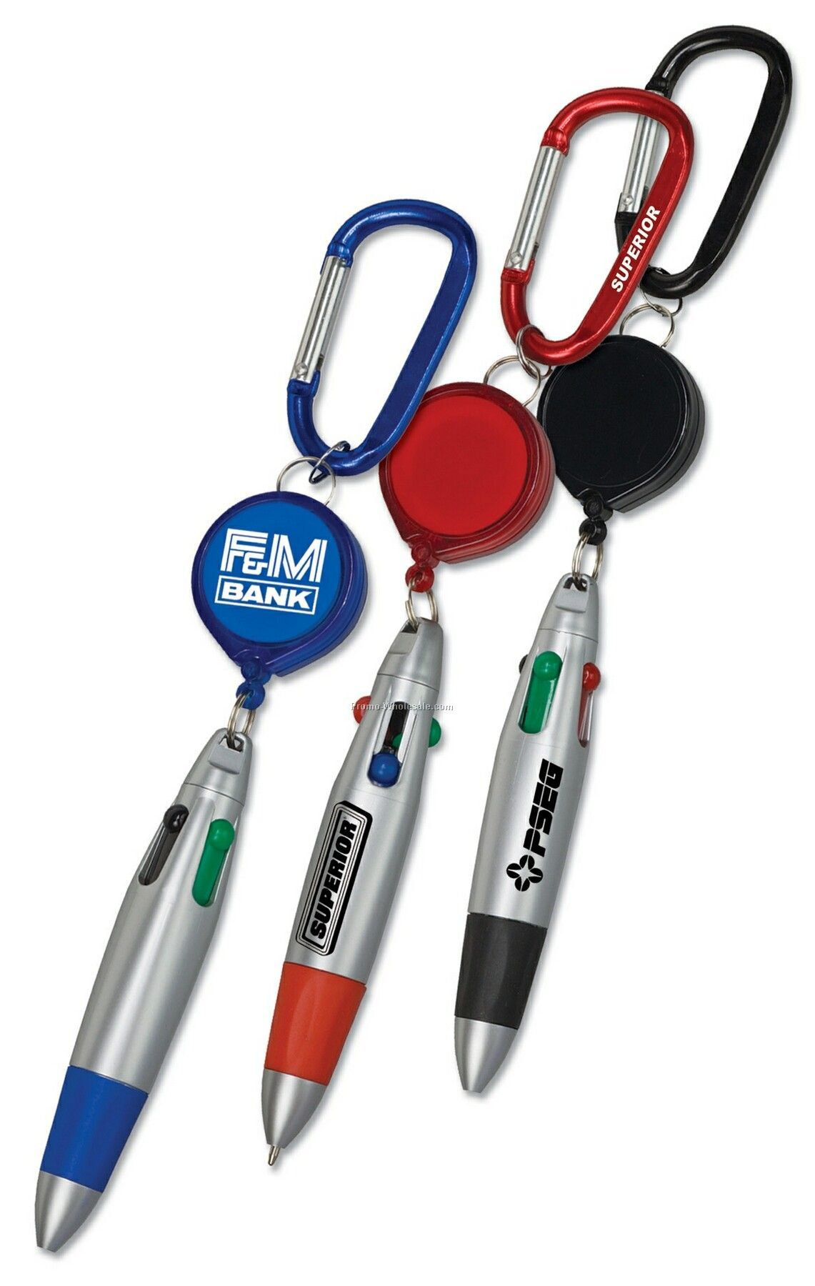 4-color Pen With Retractor And Carabiner (Screen Printed)