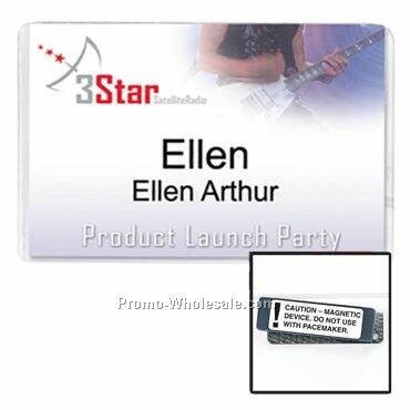 4"x2-1/2" Vinyl Nametag Holder W/ Magnet Attachment