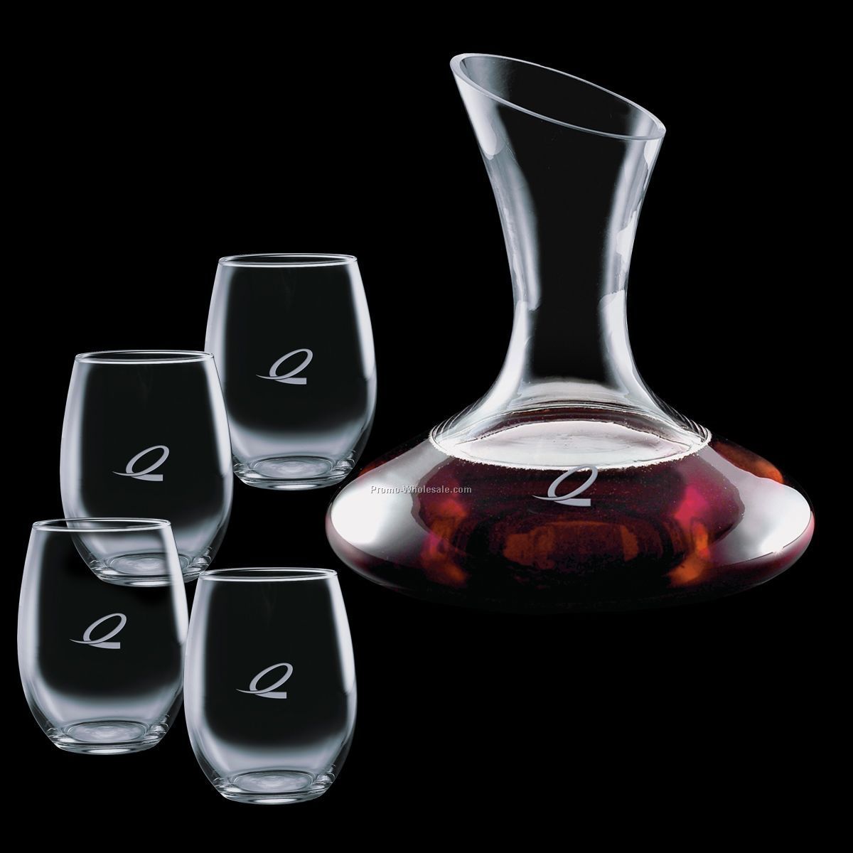 40 Oz. Crystal Edenvale Carafe And 4 Stanford Wine Glasses