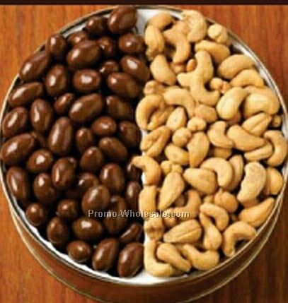 42 Oz. Chocolate Almonds/ Jumbo Cashews Designer Gift Tin