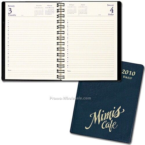 5-1/2"x8-1/2" Daily Classic Diary W/ Continental Vinyl Cover