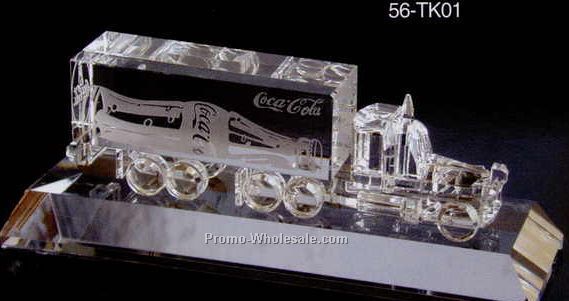 5-1/8"x1-9/16" Optic Crystal Diesel Truck Figurine