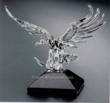 6"x8" Fine Lead Crystal Free Flight Eagle W/ Marble Base