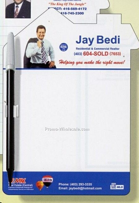 6"x8" Laminated Cardstock Magnetic House Memo Board Kits W/ Pen & Clip