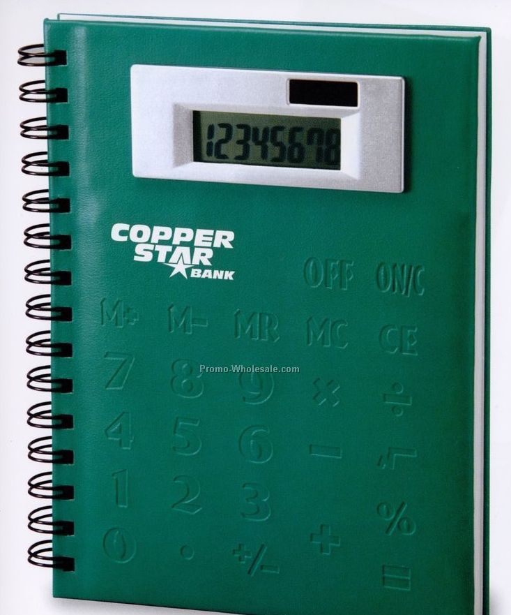 6"x8"x3/4" Spiral Notebook With Jumbo Display Calculator On Cover