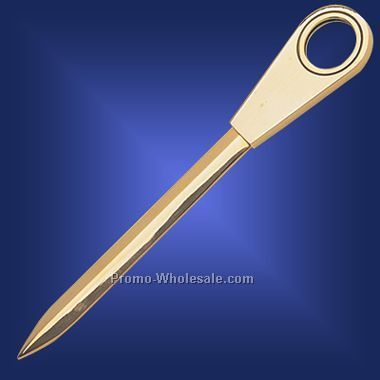 7-1/4"x1-1/4"x1-8" Gold Plated Letter Opener W/ Magnifier (Screened)