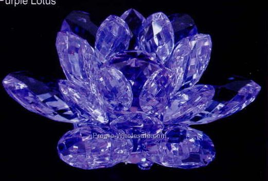 8" Optic Crystal Purple Lotus Figurine