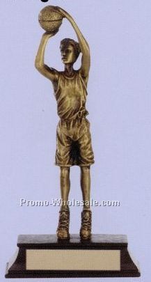 8" Sport Sculpture W/ Antique Gold Finish (Male Basketball)