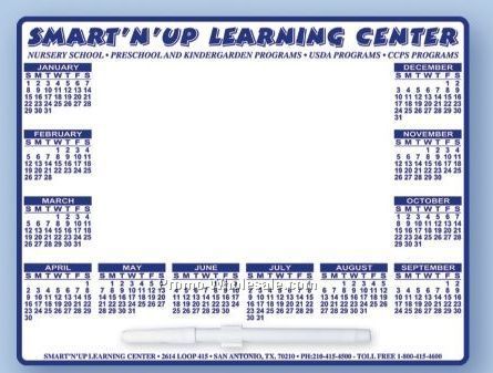 8-1/2"x11" Calendar Memo Board With Dry Erase Marker