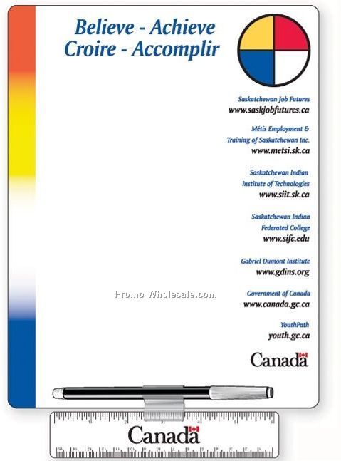 8-1/4"x11" Magnetic Memo Board With Ruler - Screen Printed