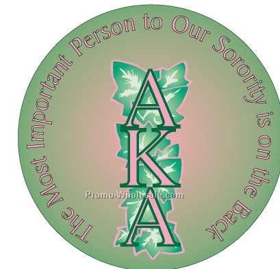 Alpha Kappa Alpha Sorority Mascot Round Mirror W/ Full Mirror Back (2-1/2")