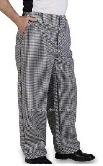 Black & White Check 65/35 Poly Cotton 7 Oz. Chef Pant - 28w-50w Inseam