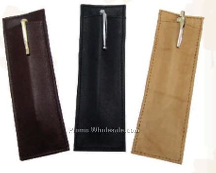 Black Stone Wash Cowhide Oversized Single Pen Case