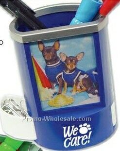 Blue Pen Holder W/ Picture Frame