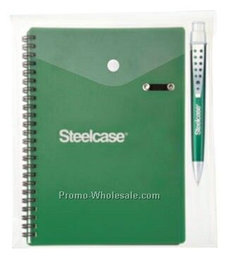 Calypso Pen Combo In Envelope W/ Retro Spiral Bound Notebook