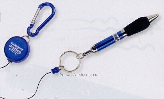 Carabiner Pull Pen With Reel (Standard Shipping)