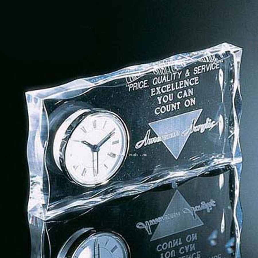 Clear Acrylic Time Piece - 8"x 4"x 1"