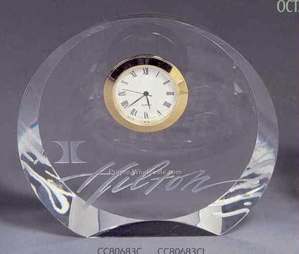 Crystal Awards-circular Laser Engraved Clock(4-3/4")