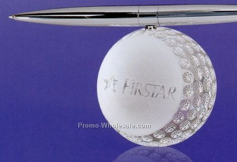 Crystal Golf Ball Spinning Pen Set