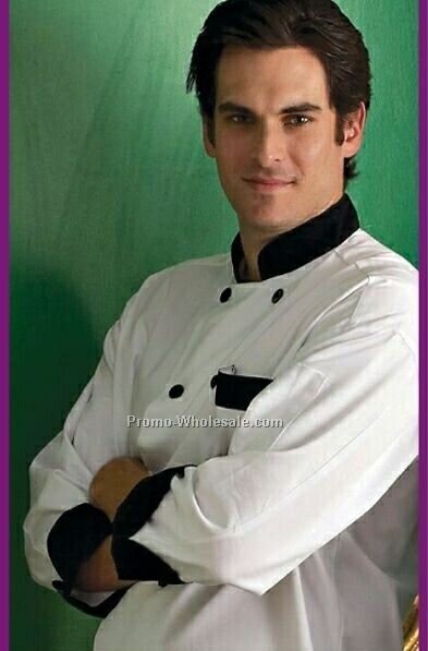 Custom Trim Chef Coat - White With Houndstooth Trim (Xs-6xl)