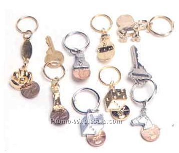 Gold Lincoln Lotto Scratcher Keychain W/ Id Tag (Elephant)